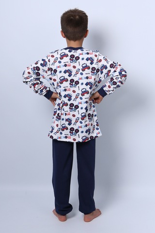 Hçm Erkek Çocuk Pijama Takımı Baskılı Ribanalı C69 Lacıvert