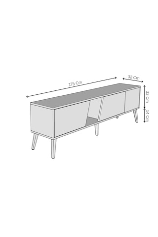 Roma 175 Cm Tv Ünitesi 100% Mdf Metal Ayak Gri