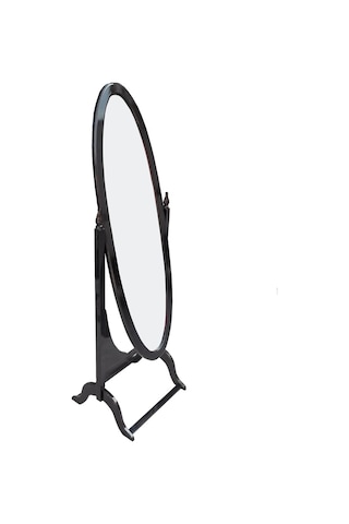 Boy Ayna Oval Model Ahşap Parlak Siyah Boya Natüre Klasik Ahşap M Siyah