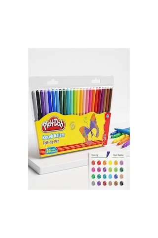 Keçeli Kalem 24 Renk 1 Paket Play-doh 24 Lü Keçeli Kalem Canlı Renkler Yıkanabilir Kaliteli Okul Öğrenci