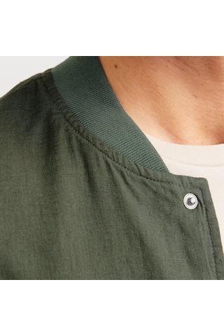 Jack & Jones Jack&jones Ario Linen Bomber Erkek Gri Yuvarlak Yaka Ceket Gri