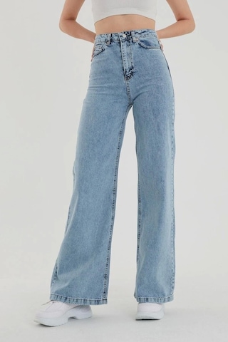 Lavajeans Kadın Likralı Yüksek Bel Bol Paça Kot Pantolon- Wide Leg 22karmavi Açık Mavi