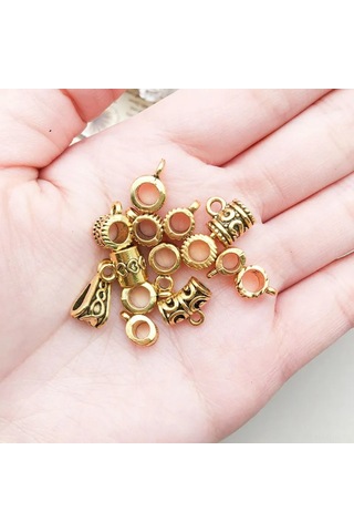 Monyee Zink Çelik Üç Yollu Bağlantı Elemanı 13mm Boyut, 4.5mm Delik 15 Farklı Desen, Toplam 30 Adet 1.2g/adet - Sn46 Altın