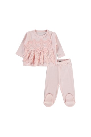 Civil Baby Fırfır Tüllü 1-9 Ay Pijama Takımı - Pudra Somon