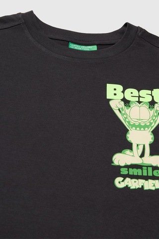 United Colors Of Benetton Erkek Çocukgarfield Baskı Detaylı Yuvarlak Yaka T-shirt Antrasit 6-14 Yaş-2821