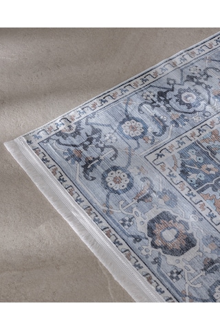 Madame Coco Brenel Shiny Effect İpeksi Kadife Halı - Mavi - 80x300 Cm 8684427223628 Çok Renkli