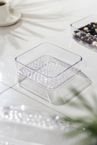 Akrilik Şeffaf 4'lü Tek Kapaklı Kahvaltılık & Sunumluk Şeffaf