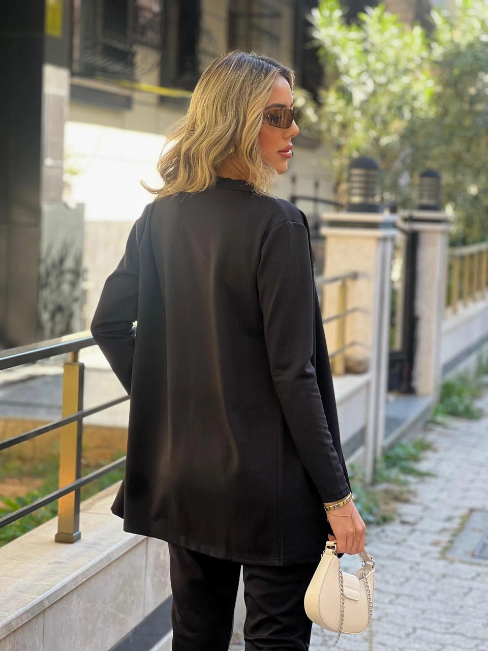 Amorluxe Kadın Uzun Kollukrep Üçlü Takım Siyah