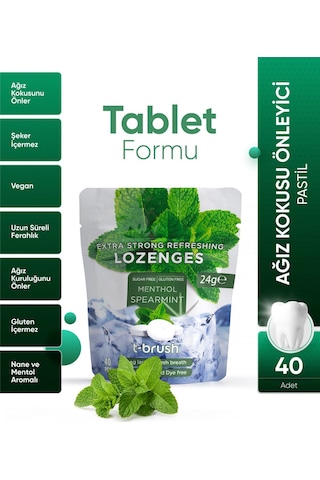 Tbrush Ağız Kokusu Önleyici Mentol ve Nane Aromalı Ağız Pastili - Alkolsüz ve Şekersiz