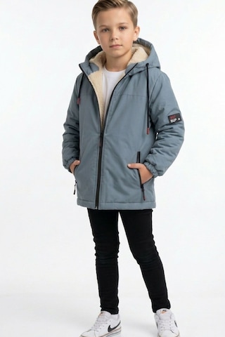 Pina Kids Erkek Çocuk Çıkarılabilir Kapüşonlu Kürklü Oversize Kışlık Mont Km4050 Mint