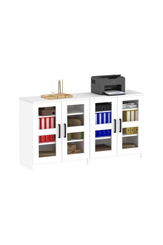 Dsd204-c-beyaz 4 Kapaklı Camlı Dosya Dolabı Çok Renkli