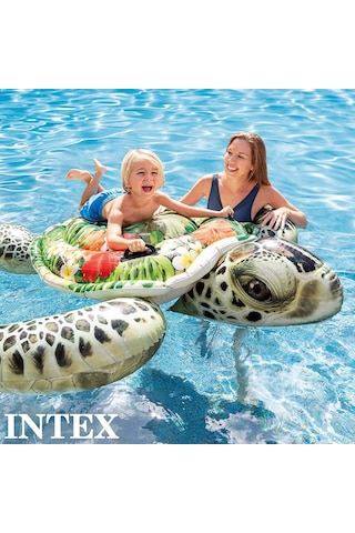 Gerçekçi Dev Kaplumbağa Renkli Çocuk Binici İntex 57555 191x170 CM