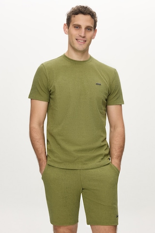 Taylor Haki Bisiklet Yaka Krinkıl Hafif Kumaş Metal Logolu Standard Fit Erkek Tshirt Haki