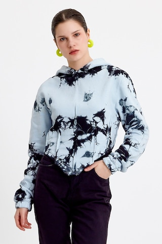 JAHR MARC Batik Yıkamalı Korseli Mavi Sweatshirt