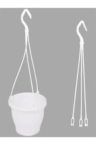 Katı Plastik Makrome Askılı Saksı 20 Adet Kahverengi 16 Cm