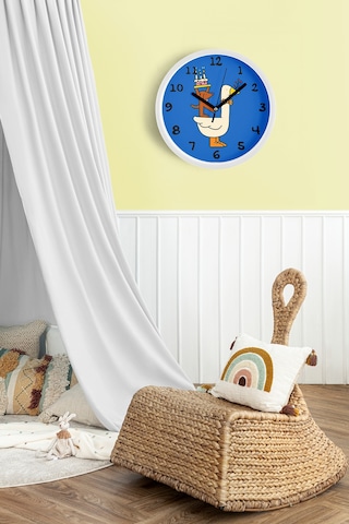 Sevimli Hayvanlar Modern Tasarım Çocuk Odası Duvar Saati - 30cm - Önü Camlı Beyaz Kasa-jh1102 Beyaz