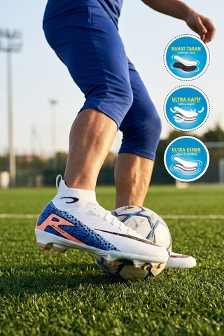 Laliga Beyaz Siyah Çoraplı Erkek Çocuk Krampon 610 Süperfly G Beyaz - Siyah