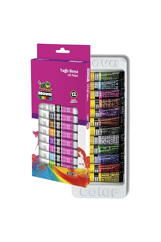 Yağlı Boya Seti 12 Renk 12 Ml 1 Paket Nova Color Yağlıboya 12 Li Seti Tüpte Canlı Renkler Çok Renkli
