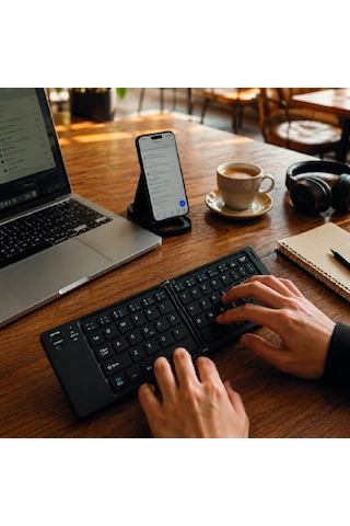 Katlanabilir Kablosuz Bluetooth Klavye Telefon Tablet Bilgisayar Uyumlu