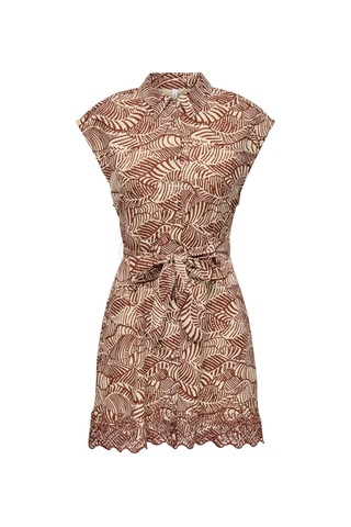 Onllou Lıfe Emb S/s Shırt Dress Ptm Kiremit Cok Renklı