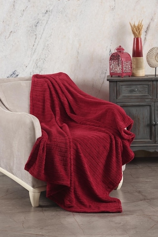 Zeynep Tekstil Cotonila Comfy Çizgili Wellsoft Tv Battaniyesi Kırmızı 110 x 180