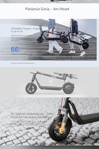 V25i Pro 2 Elektrikli Scooter - Amortisörlü 25 Km Menzil 600w