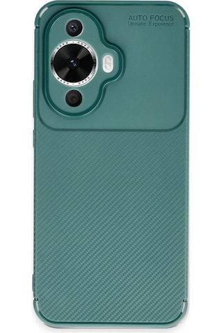 Huawei Nova 12s Kılıf Auto Focus Karbon Kapak Koyu Yeşil