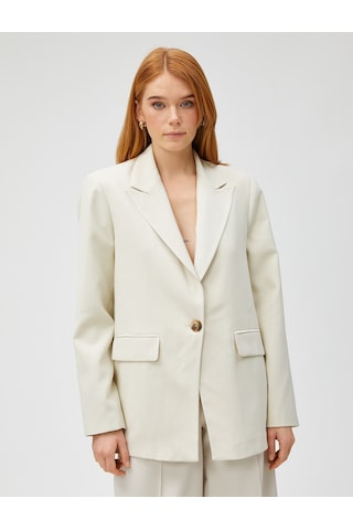 Koton Oversize Blazer Ceket Tek Düğmeli Taş 3wak50122uw 3WAK50122UW080 Taş
