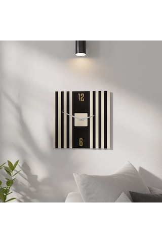 Dekoratif Minimal Tasarımlı Ahşap Duvar Saati Krem - Siyah