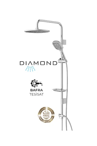 Diamond Antrasit Krom Tepe Duş Seti
