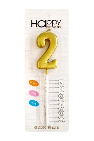 2 Yaş Gold Rakam Mum Altın Renk Doğum Günü Pasta Mumu 12 Cm Diğer