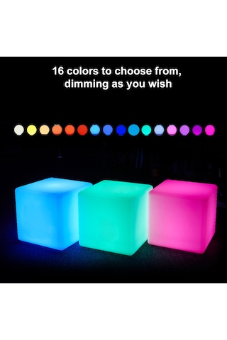 Reedark 15cm Led Küp Işık: Usb Şarjlı, Kumandalı Kontrol, Renkli Aydınlatma Dahili Pil Diğer
