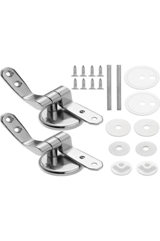 Konesam Banyo Çinko Allyuminyum Tuvalet Kapağı Menteşeleri, Vida Parçaları İle Tam Set Tuvalet Aksesuarı GÜMÜŞ