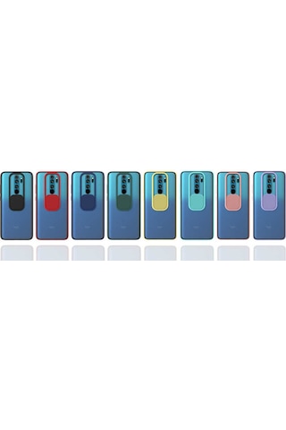Noktaks - Redmi Note 8 Pro Uyumlu - Kılıf Slayt Sürgülü Arkası Buzlu Lensi Kapak - Lila Lila