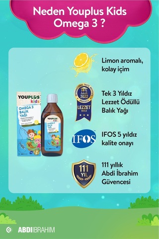 Youplus Kids Omega 3 150 Ml Balık Yağı
