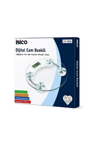 Ers Dijital - Pilli Yuvarlak Banyo Baskül Terazi Tartı Lcd Ekran 180kg/0.1g 30x30cm İ11-026
