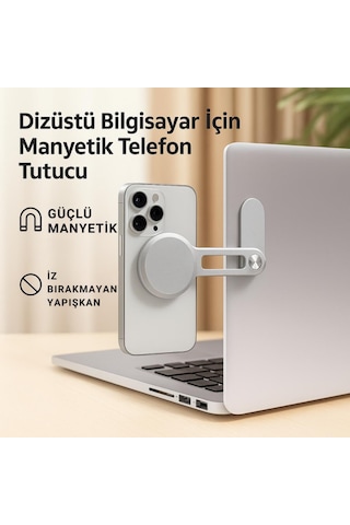 Coofbe Yapışkanlı Magsafe Uyumlu Laptop Telefon Tutucu Araç Ekran Arkası Telefon Tutucu Monitör Tutucu Siyah