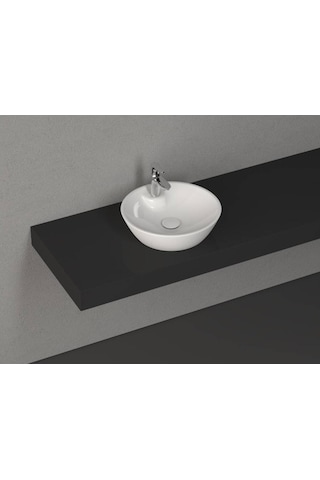 İsvea - Soluzione Tezgah Üstü Beyaz Lavabo 45 Cm Batarya Banklı - 10sz65045sv Beyaz