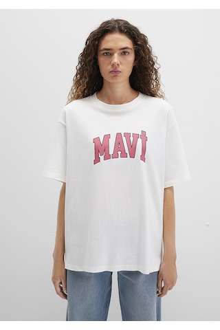 Mavi - Mavi Logo Baskılı Beyaz Tişört 1600843-80194 Beyaz