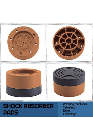 Tineke Beyaz Eşya Ayağı Çamaşır Makinesi Mobilya Titreşim Önleyici Kaydırmaz 3,5 Cm Yükseltici 4 Lü Kahverengi