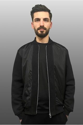 Nature The Brand Siyah Erkek Mont İçi Pamuklu Pvc Kaplama Ön Panel Fermuarlı Gizli Cep Detaylı Siyah