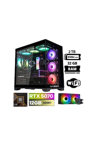Xaser Lexus X70 R7-7700 32 GB 2 TB M.2 NVMe SSD 12 GB RTX5070 Free Dos Masaüstü Oyuncu Bilgisayarı