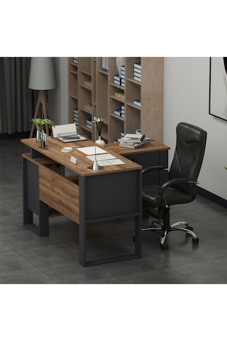 Ares Çalışma Masası Ofis Masası Bilgisayar Masası Ceviz - Antrasit Antrasit - Ceviz