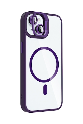 iPhone Uyumlu 15 Kılıf Standlı + Kamera Lens Koruma Setli M-safe Şarj Özellikli Mkst Etro Kapak Desert Titanyum Desert Titanyum