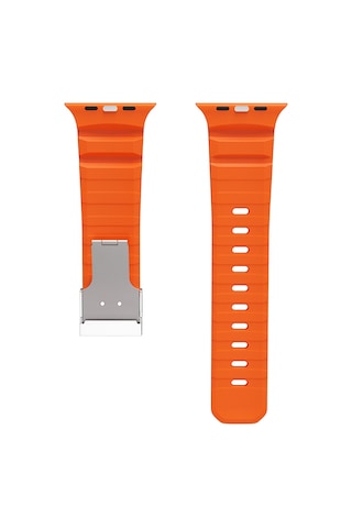 Apple Uyumlu Watch 10 46mm Zore Krd-145 Metal Tokalı Silikon Kordon