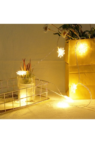Geeksen Yıldız Desenli 1.5m 10 Led Noel Dekorasyon Işığı, 2xaa Pil, Sürekli Aydınlatma, Islak Beyaz Işık Diğer
