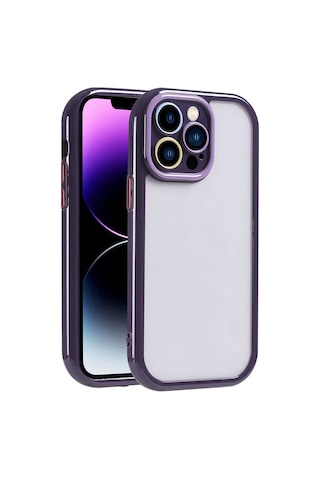 Nourthkiingdom Apple Uyumlu iPhone 14 Pro Max Kılıf Kamera Korumalı Renkli Kenar Ve Çerçeve Tasarımlı Nrtk Vitamin Kapak-derin M Derin Mor