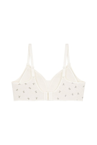 Cottonill Seamless Bra - Mireva Krem Lazer Kesim Rib Dokulu Ayıcık Desenli Balensiz Kadın Sütyen