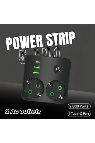 Honeybeeshop Beyaz Ql 86u Usb Priz Uzatıcı 3 Usb Portlu 1 Usbc 2 Ac Coklu Cikisli Asiri Gerilim Koruyucu Ev Ofis Kolej Icin Duvar Prizleri