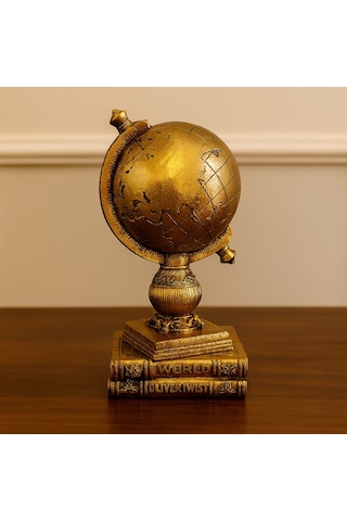 Kahve Ve Gold Antik Görünümlü Dünya Küresi Biblo 27x15